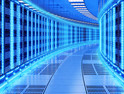 data center on blue background