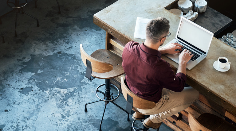 Man working in coffee shop