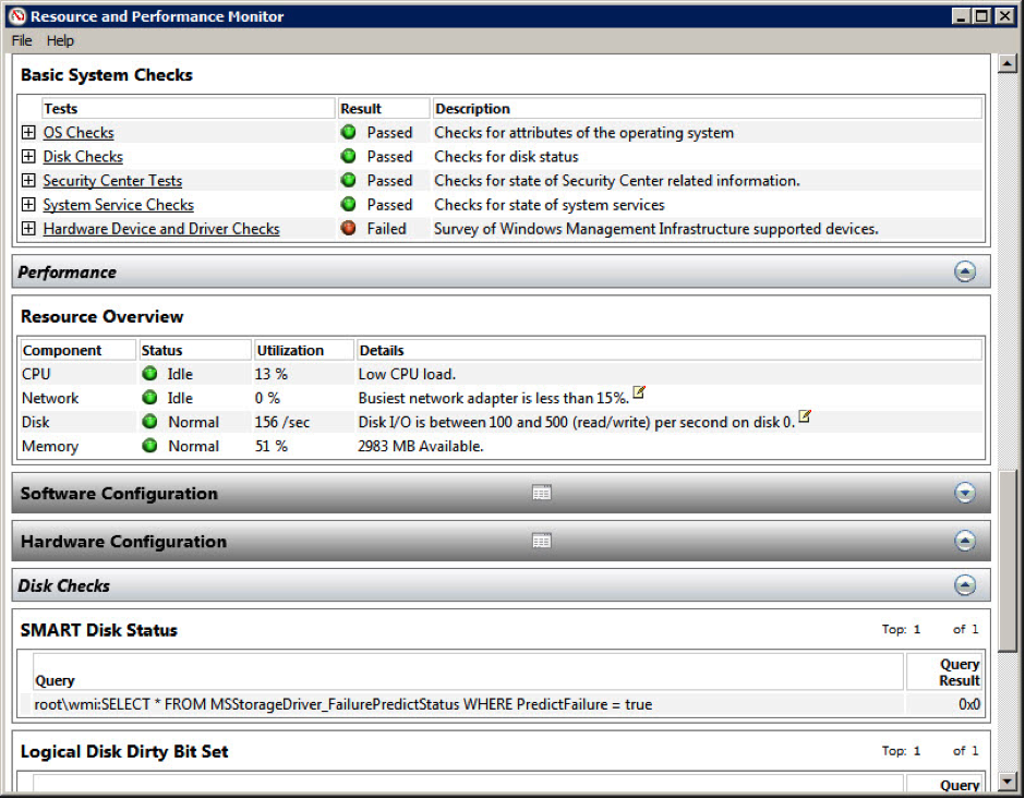 Figure 4: A system health report for Windows 7