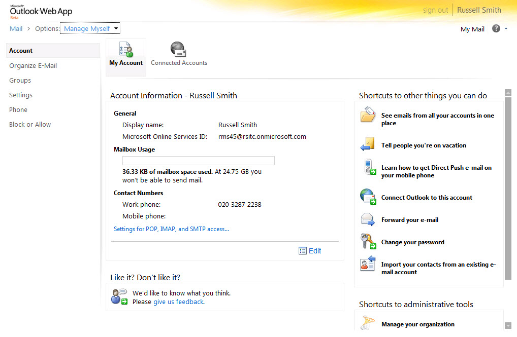 Microsoft Outlook Web Access Microsoft Outlook Web Access
