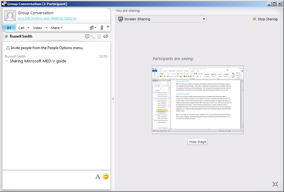 Sharing a Word Document using Lync 2010 Sharing a Word Document using Lync 2010