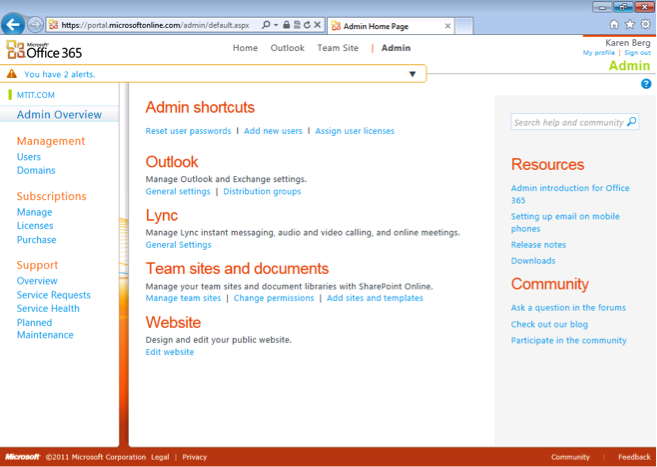 Office 365 Admin overview