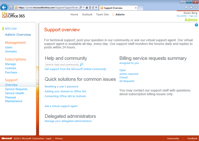 Office 365 Support Overview