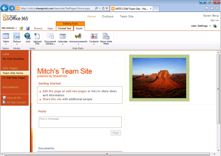 getting started with office 365 part 2 biztech magazine office 365 sharepoint site