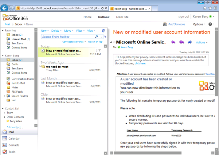 Office 365 Outlook Inbox