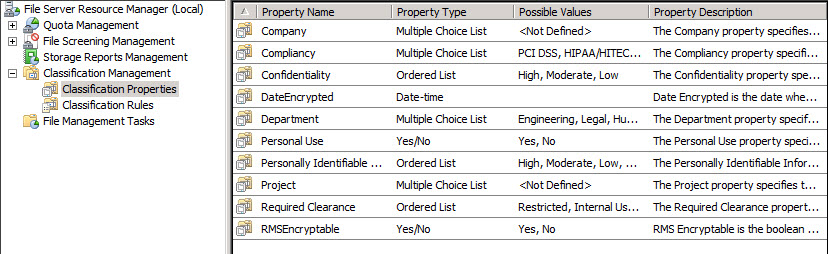 Figure 2 – Classification Properties imported from the package file example Figure 2 – Classification Properties imported from the package file example