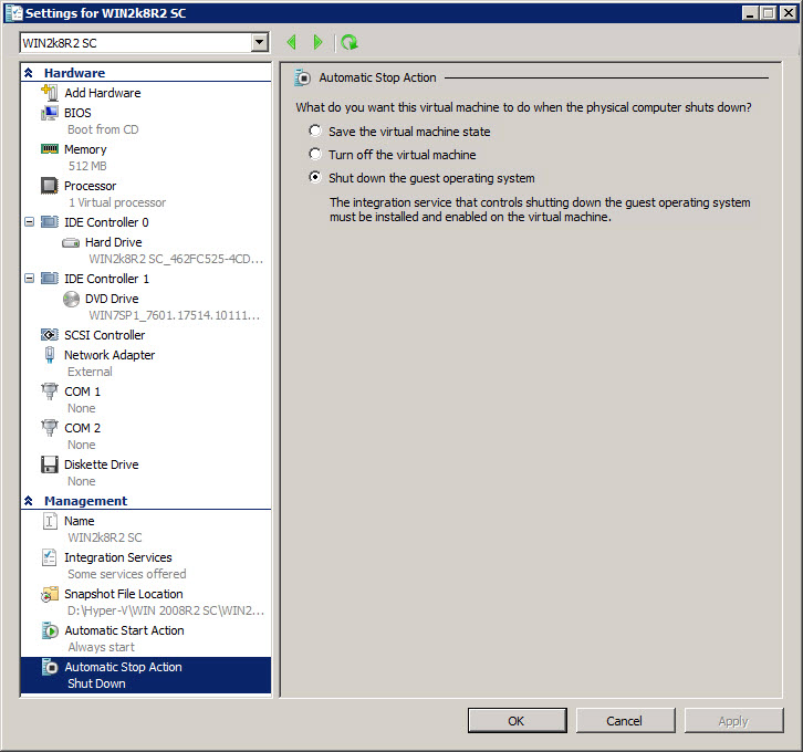 Configuring a VM to shut down the guest OS when the host server shuts down Configuring a VM to shut down the guest OS when the host server shuts down
