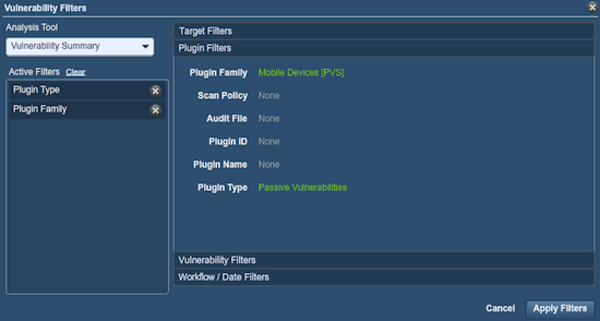 Tenable PVS screen