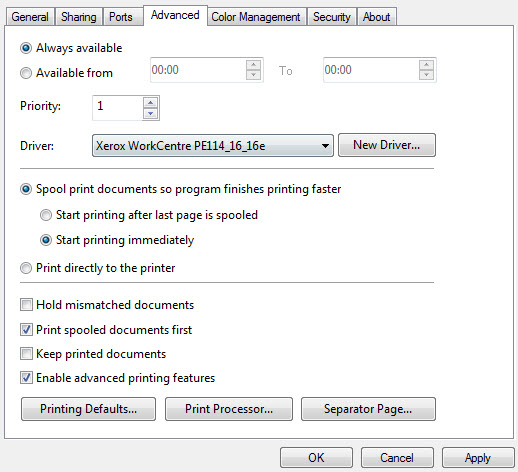 disabling advanced printing features on the client disabling advanced printing features on the client