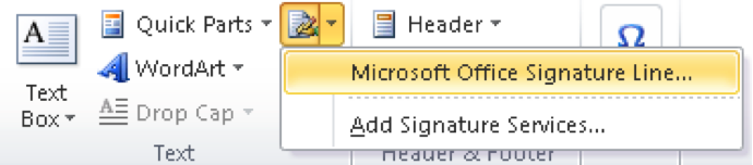 Microsoft Office signature line