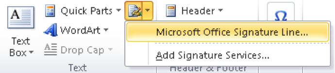 Microsoft Office signature line Microsoft Office signature line