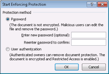 Microsoft Office enforcing protection