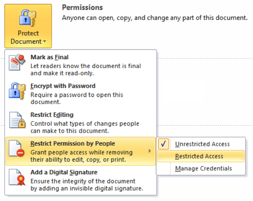 Microsoft Office secure protect document permissions Microsoft Office secure protect document permissions