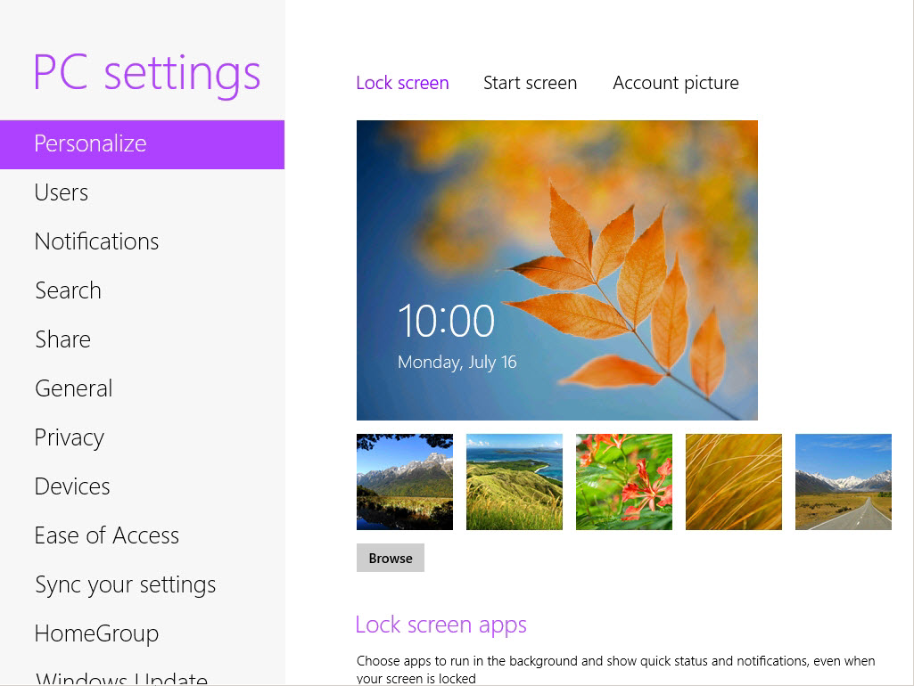 Windows 8 PC Settings Windows 8 PC Settings