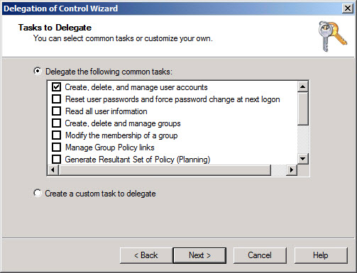 Active Directory Delegation of Control Wizard Active Directory Delegation of Control Wizard