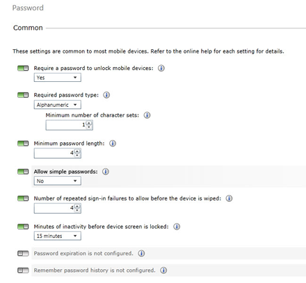 Set Intune password Set Intune password