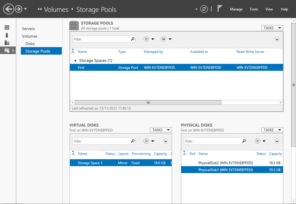Windows Server 2012 new Storage Pool Windows Server 2012 new Storage Pool